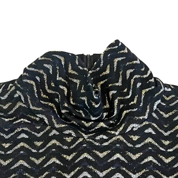 J. McLaughlin Mock Neck Tank Top Blouse Black Gold Silver Metallic Sleeveless XS - Picture 4 of 9